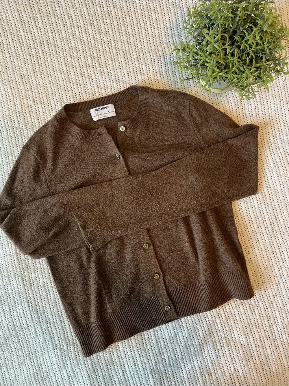 Old Navy Brown SoSoft Crop Cardigan Sweater